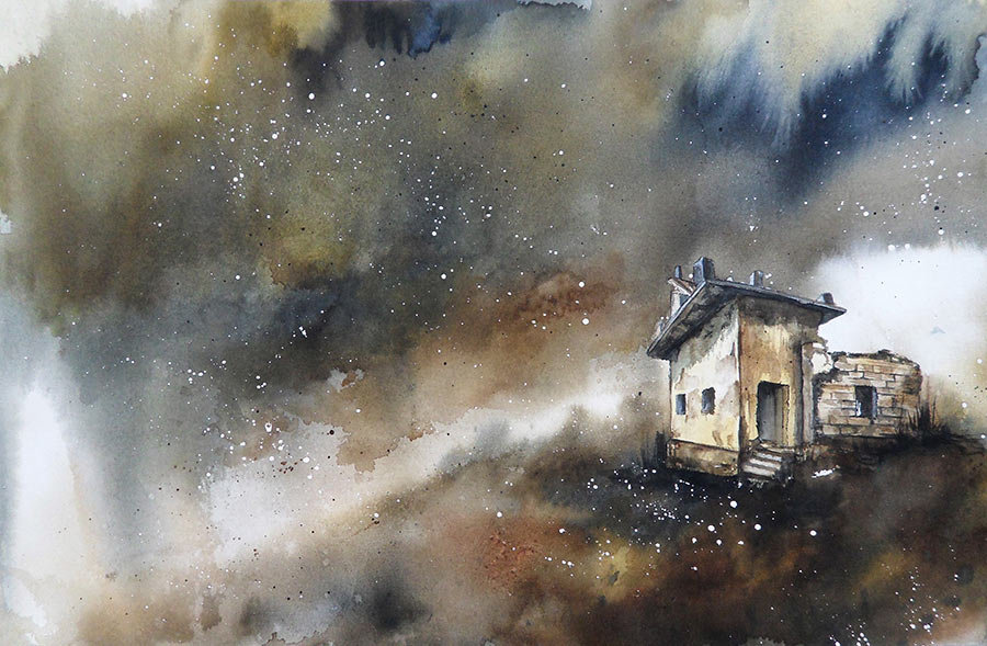 Yuliia Kochetova Forgotten land 38x56cm 2019 watercolor